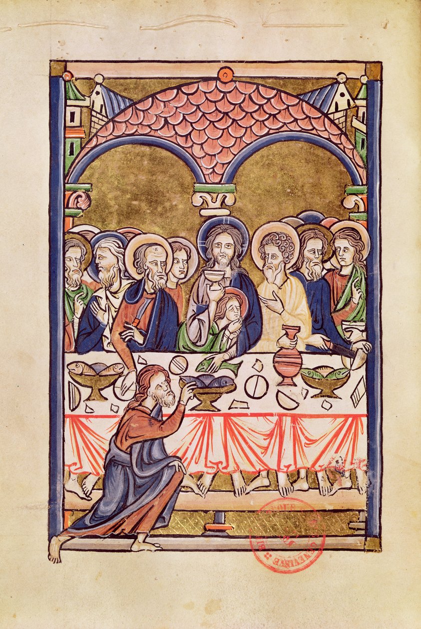 Ms 1273 fol.12v最後の晩餐、詩篇 作： フランス語学校