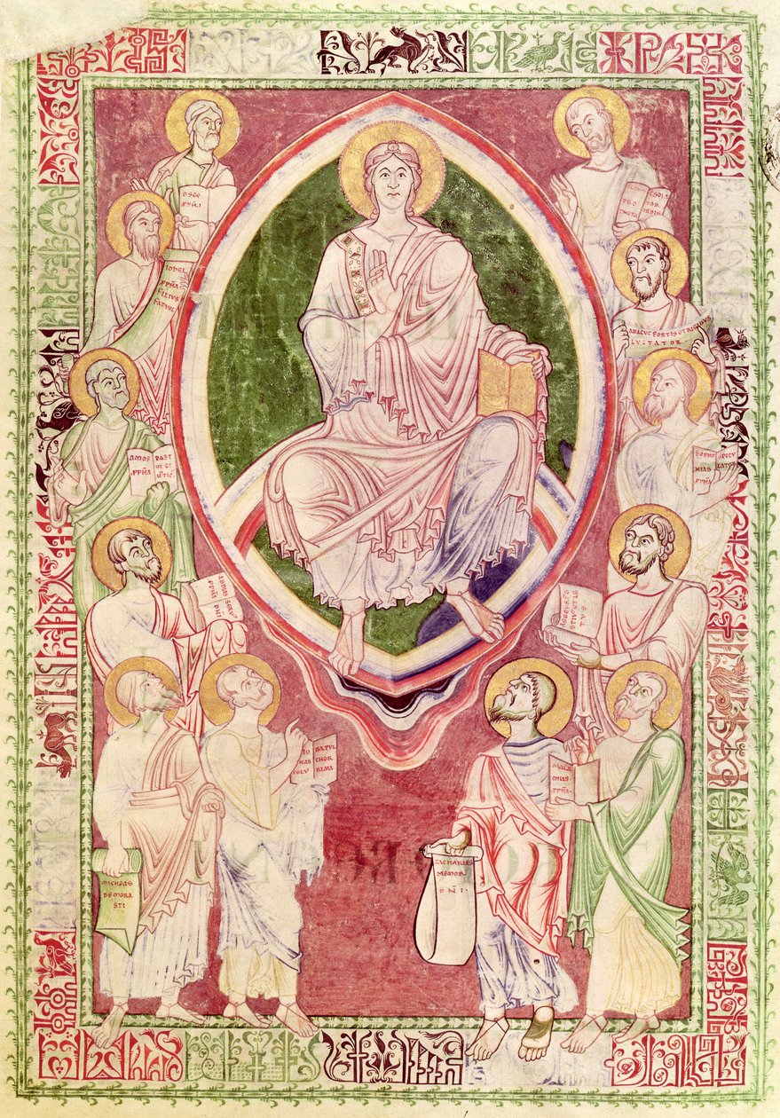 Ms 132 fol.2rキリストと12人の小さな預言者、聖預言者による書簡、聖ヒエロニムス教会、シトー修道院 作： フランス語学校