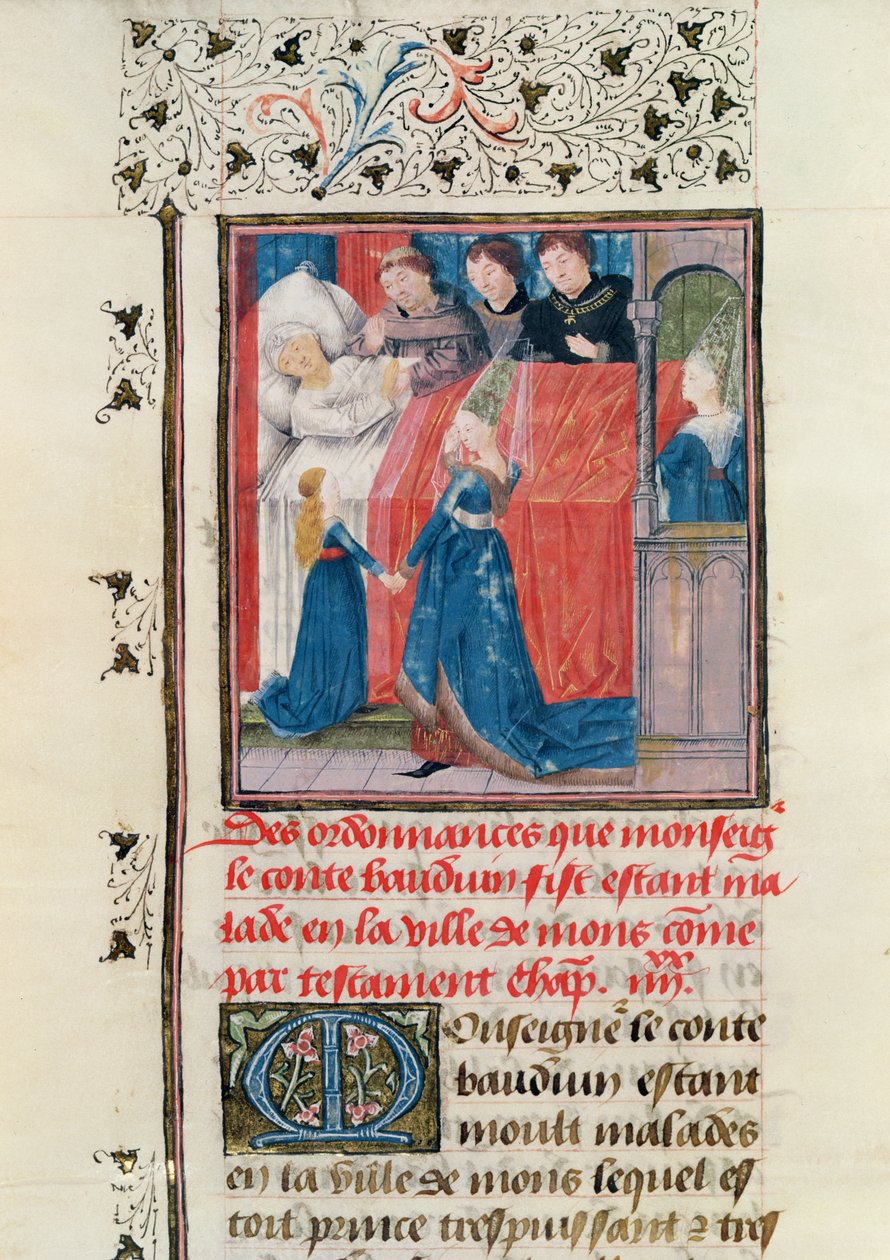 Ms 149 t.3 fol.163 HainaultのBaldwin V伯爵の最終的な病気 作： フランス語学校