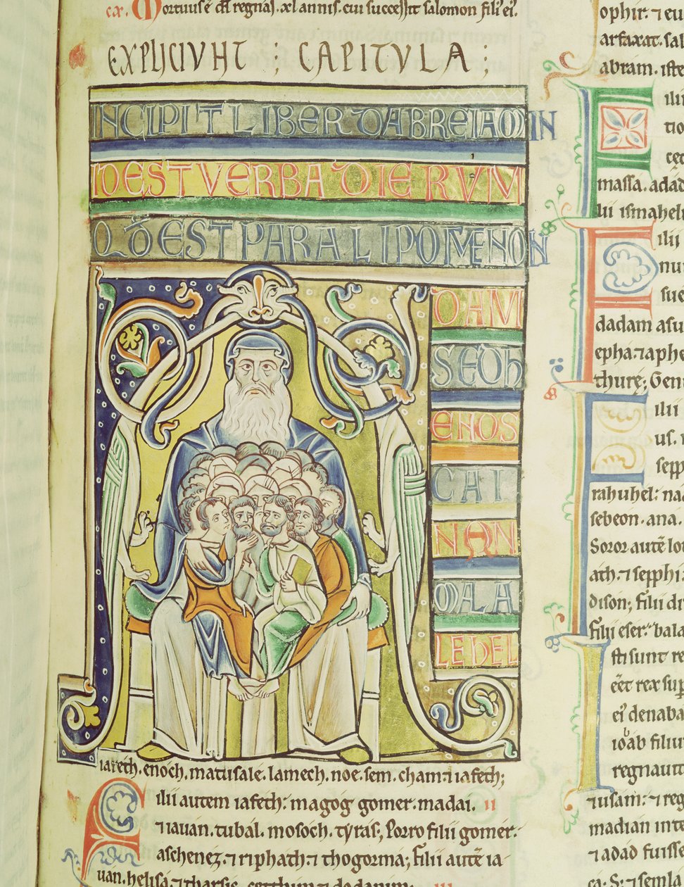 Ms 1 f.256歴史的な手紙A Souvigny Bibleからアブラハムの懐の世代を描いたもの 作： フランス語学校