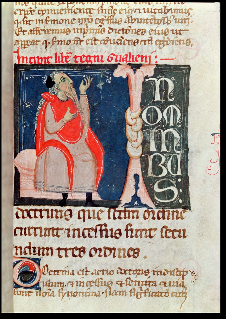 Ms. 2046 fol。 261科学者、GalenによるArs Parvaに関するAliben Rhodonanのコメントの冒頭のイラスト（c.130-c.201） 作： フランス語学校