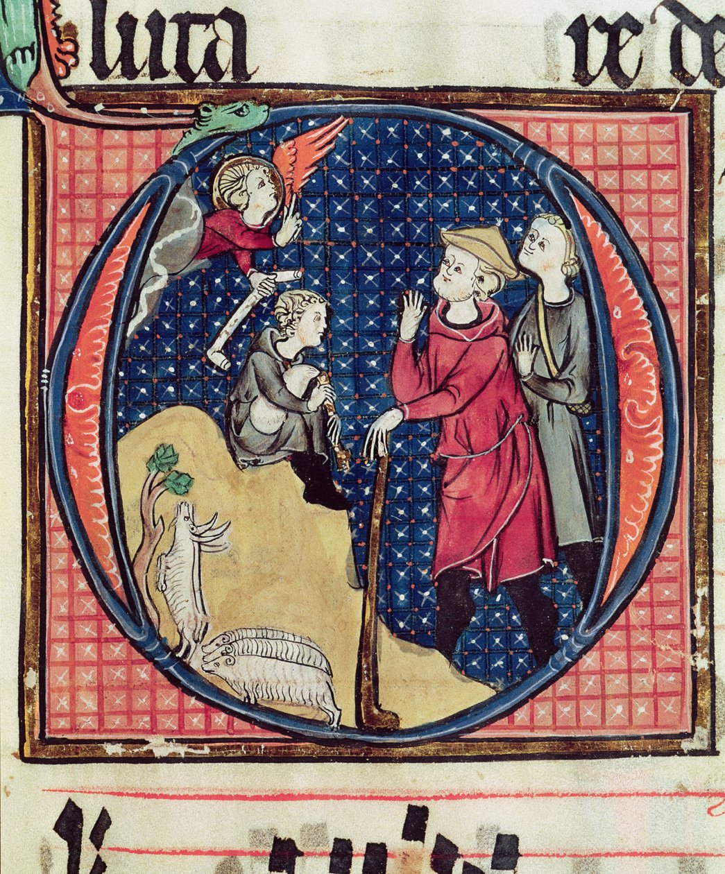 Ms 240 fol.16受胎告知者からの羊飼いへの告知、1257 作： フランス語学校