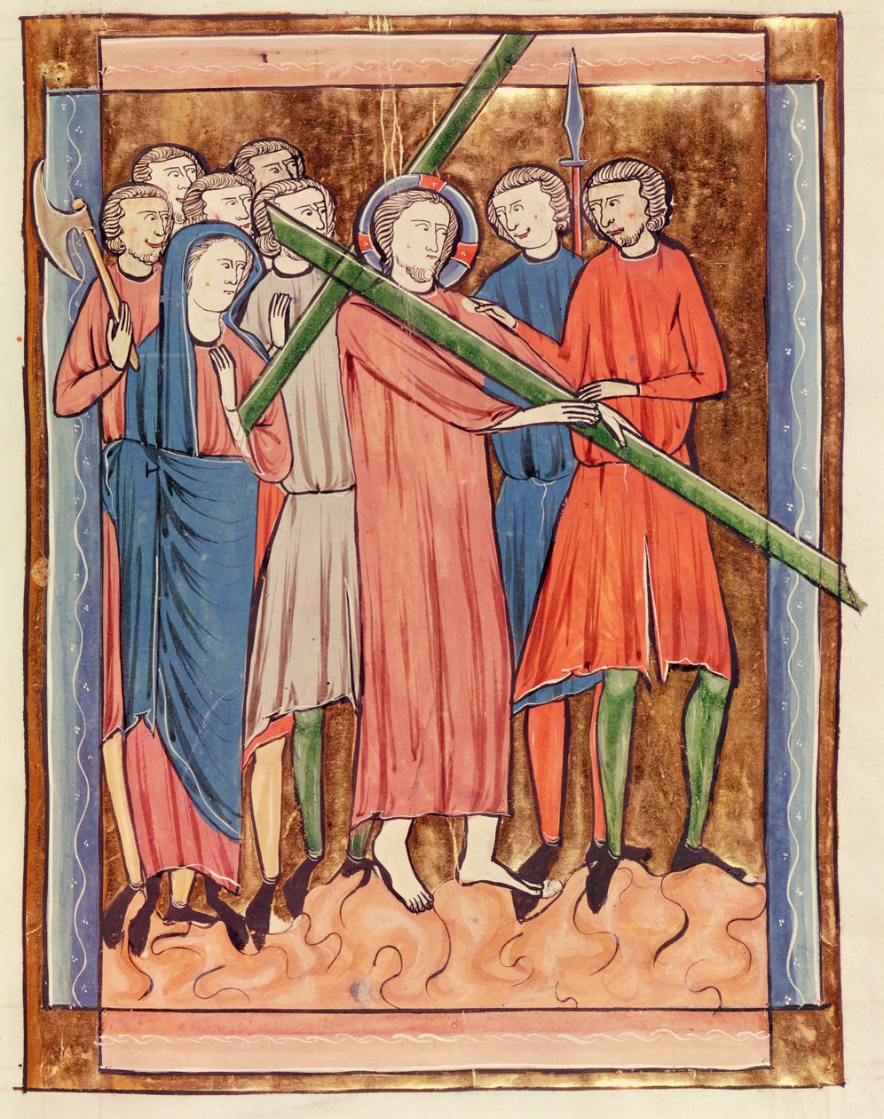 Ms 3016 fol.16キリストを背負った十字架、プサウティエ、パリの使徒 作： フランス語学校