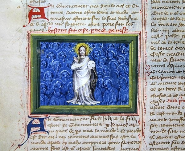 Ms.313 天使に囲まれた神（Bible des Grands Augustinsより 作： フランス語学校