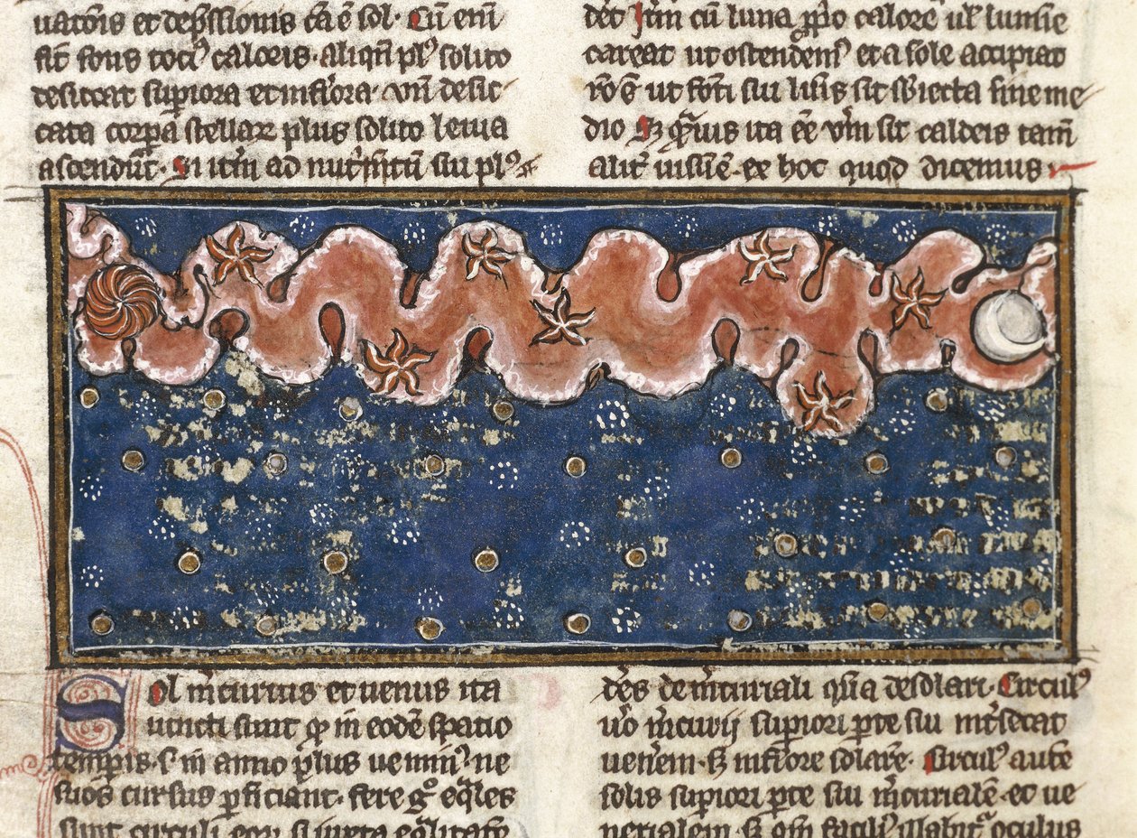 Ms 320 Fol.192r Thomas van Cantimpre (1201-72) の「De Natura rerum」からの「惑星」（ベラム）。 作： フランス語学校