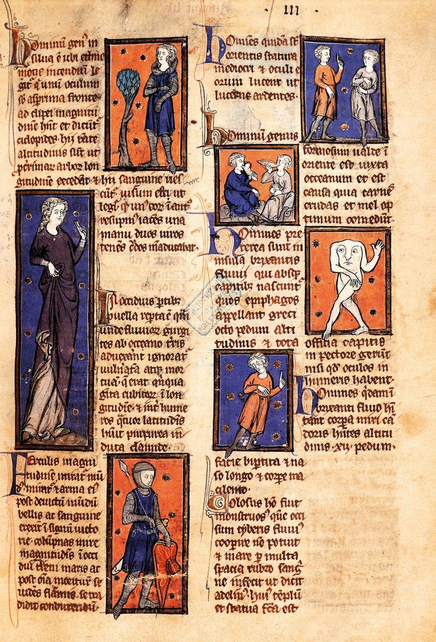 Ms 320 Fol.46r Thomas van Cantimpre (1201-72) の「De Natura rerum」からのモンスター（ベラム製 作： フランス語学校