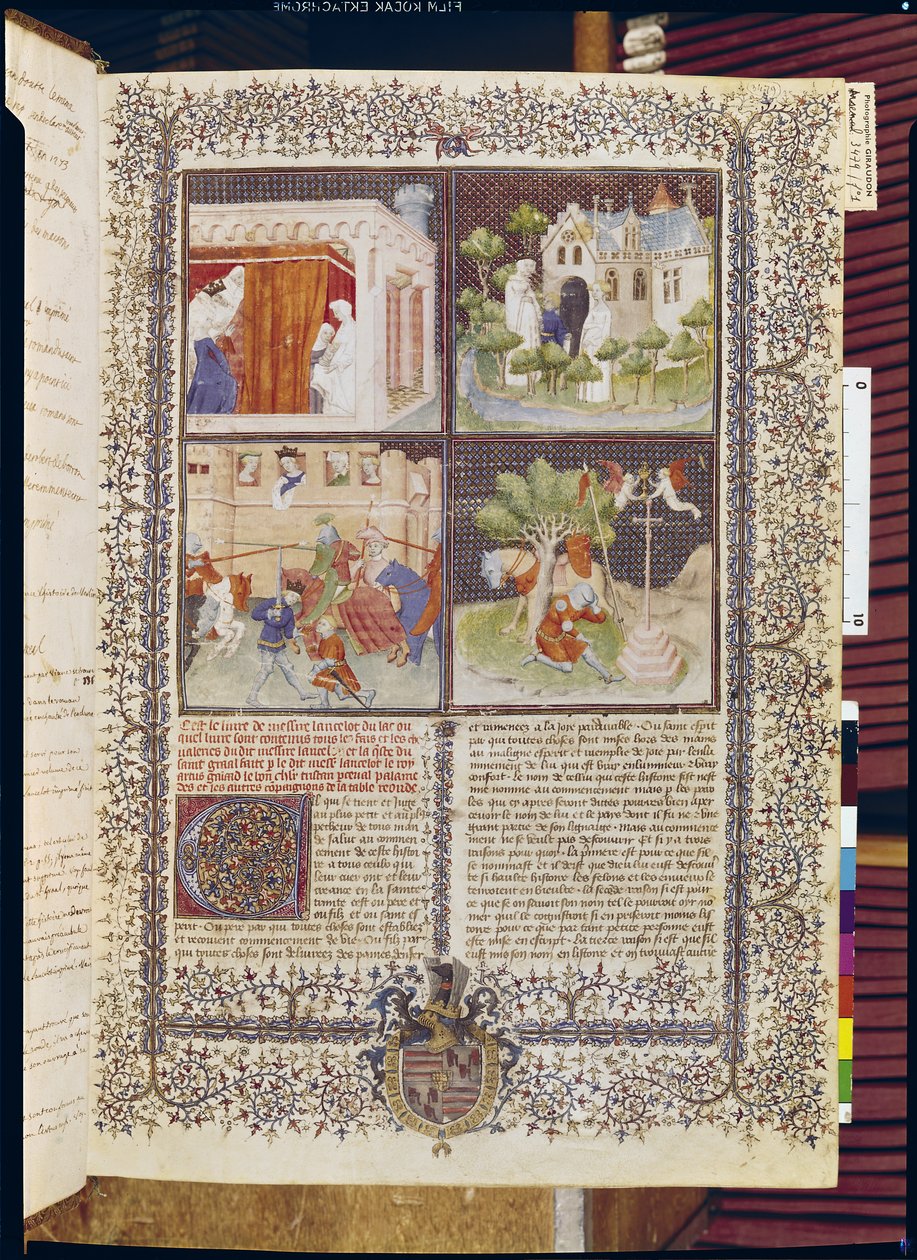 Ms 3479 t.1 f.1ランスロットの物語と聖杯の探求、Livre de Messire Lancelot du Lac 作： フランス語学校