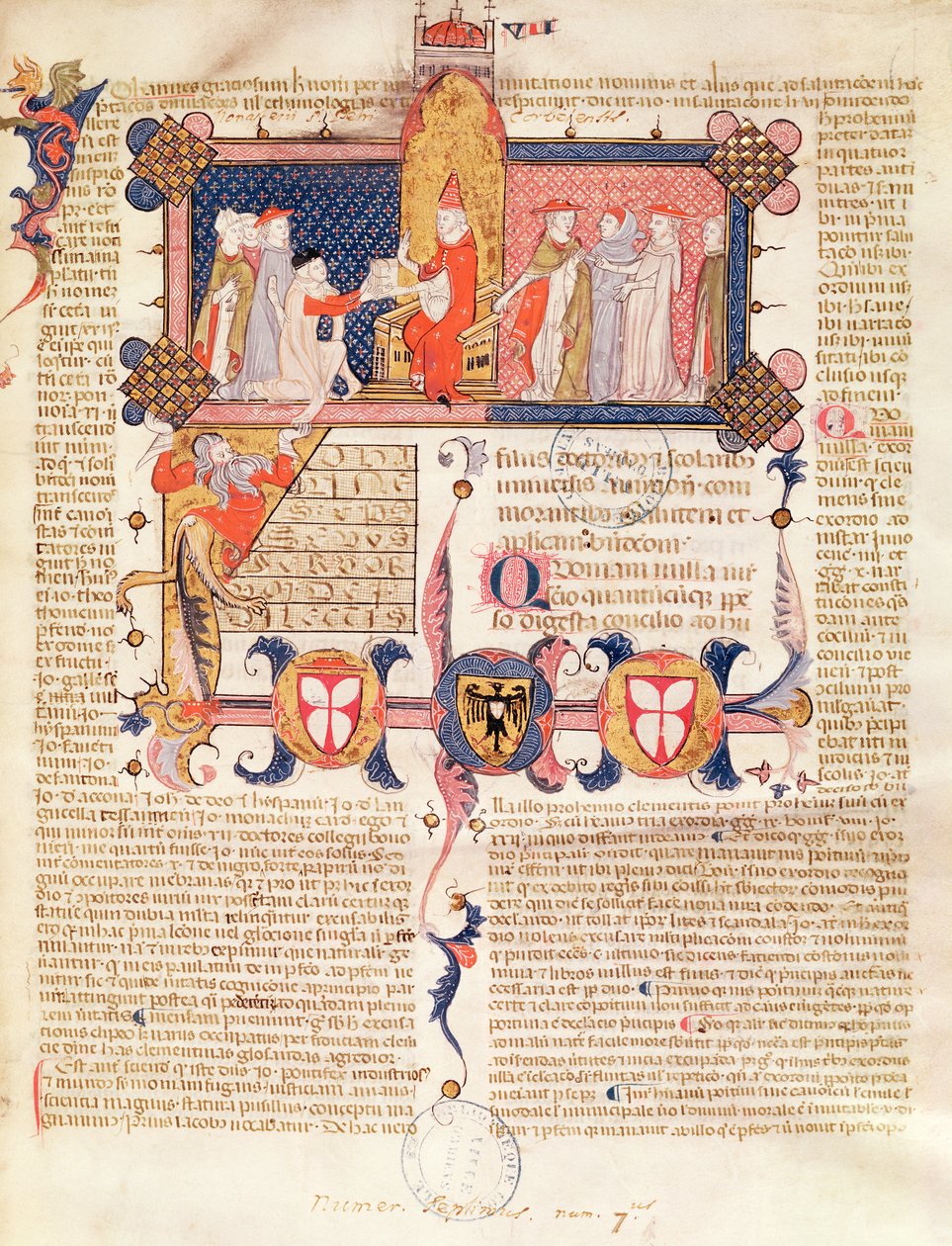Ms 371 f.1 Jean Andreが教皇クレマン5世に作品を発表（c.1260-1314） 作： フランス語学校