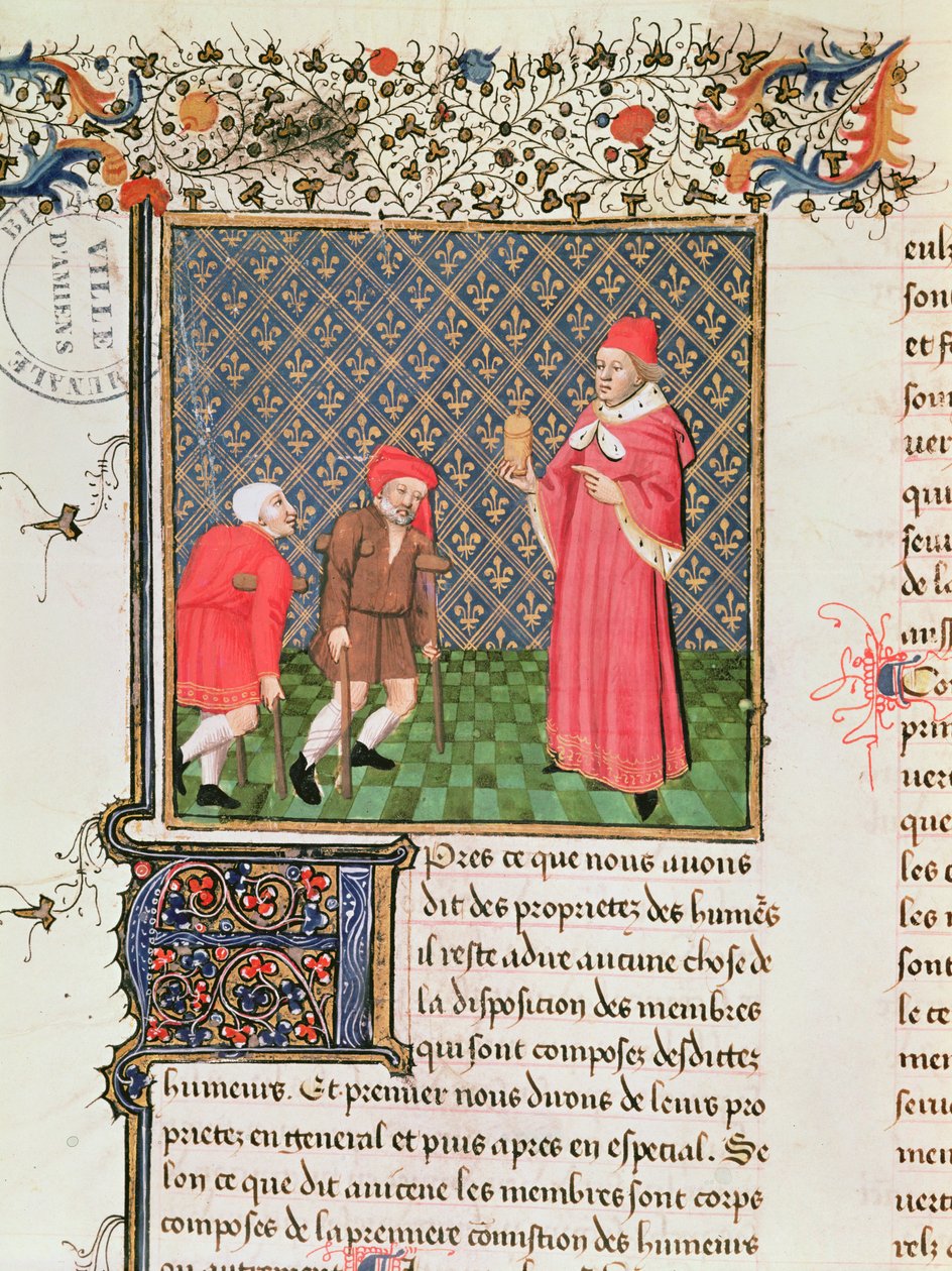 Ms 399 fol.35v乞食、Livre des Proprietes des Choses、Barthelemy lAnglais作 作： フランス語学校