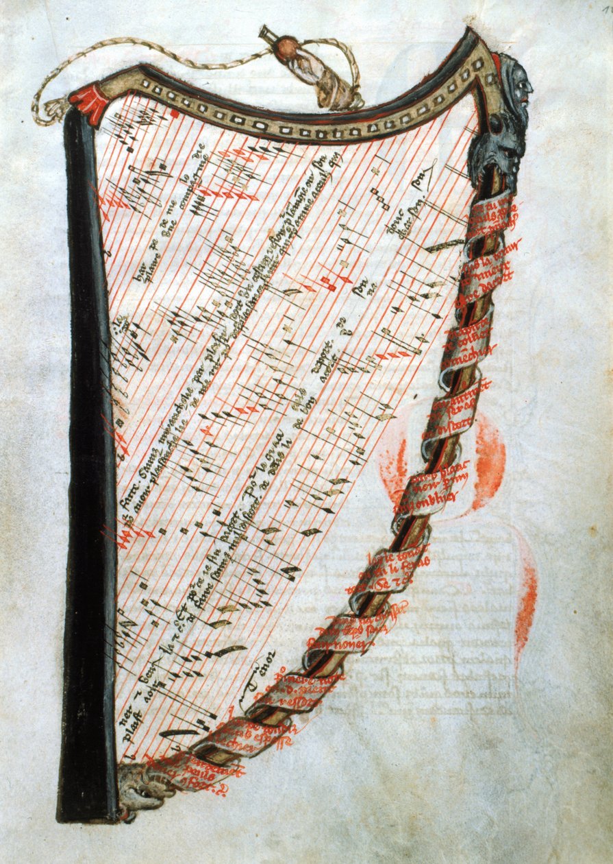 Ms 54.1 Harp、The Collection of Medieval Musical Treatises、1470 作： フランス語学校
