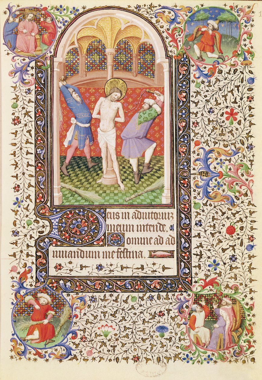 Ms 547 fol.13鞭打ち、ポワティエの女性が使用した時間の書から 作： フランス語学校