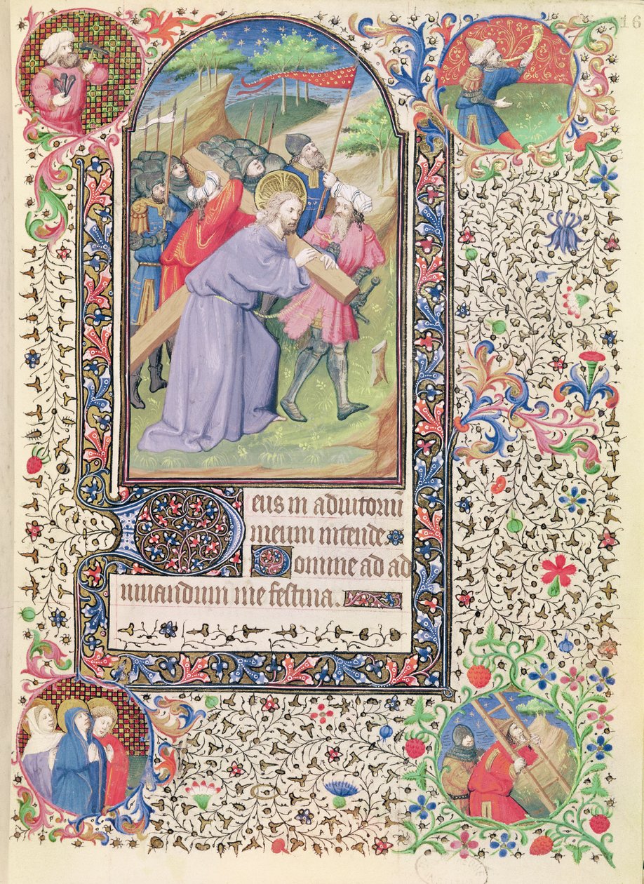 Ms 547 fol.16十字架の駅、ポワティエの女性が使用した時間の書から 作： フランス語学校