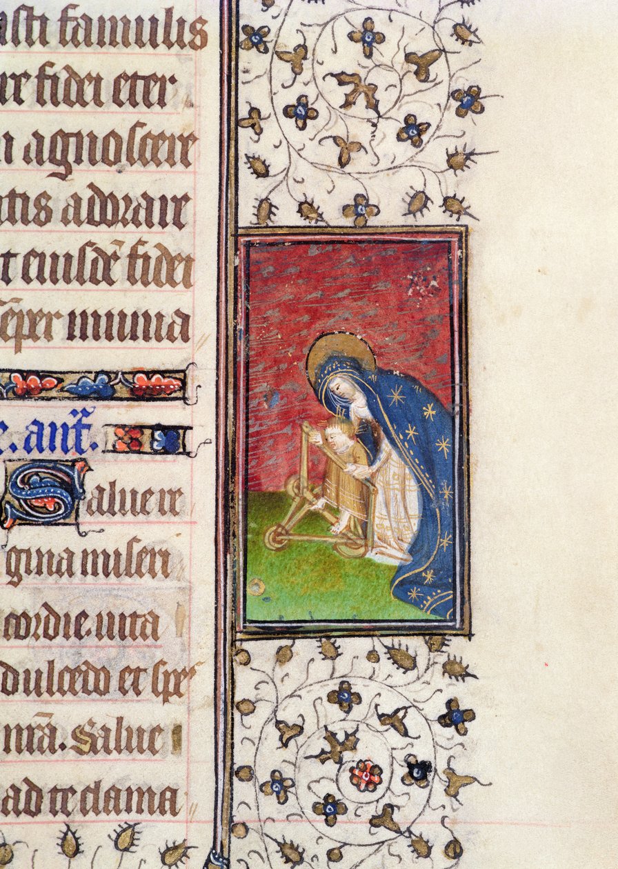 ミス62、f.205r:聖母子像、フランスの時祷書の細部、1445-50年頃（ヴェラム製 作： フランス語学校