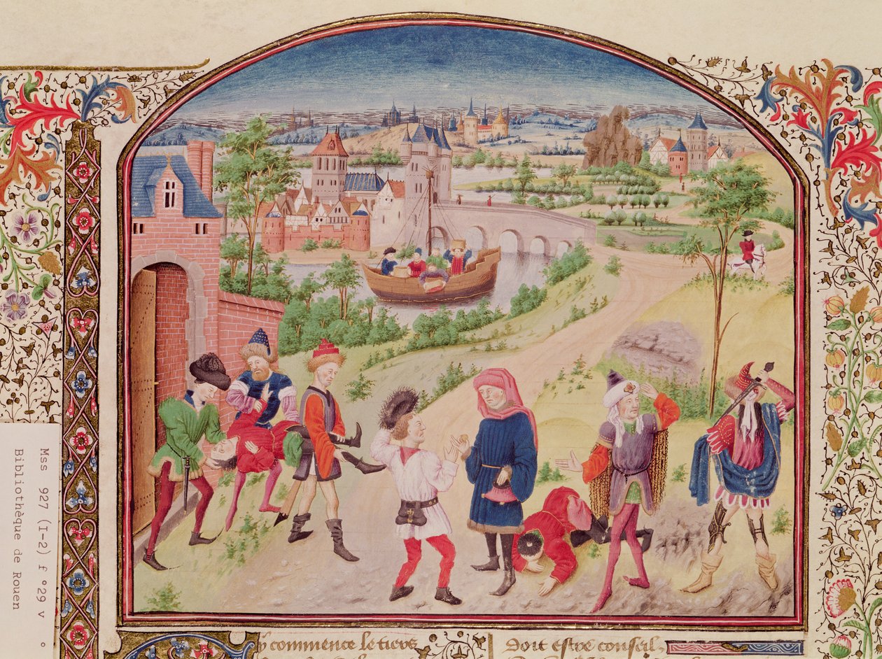 Ms 927 Fol.29v勇気と臆病、アリストテレスによる倫理、政治、経済（紀元前384〜322年） 作： フランス語学校