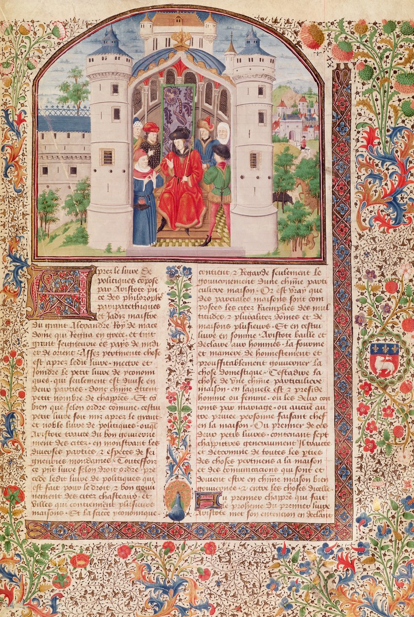 Ms 927 Fol.426アリストテレスによる倫理、政治、経済学による経済学のプレゼンテーション（紀元前384〜322年）（詳細は165171も参照） 作： フランス語学校