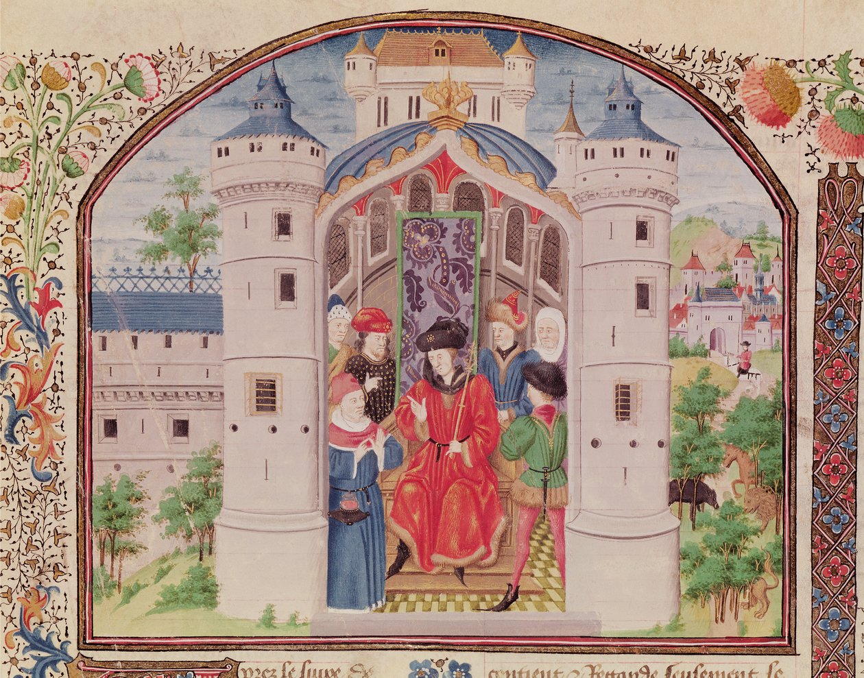 Ms 927 Fol.426アリストテレスによる倫理、政治および経済学からの経済学のプレゼンテーション（384-322 BC）詳細（165166も参照） 作： フランス語学校