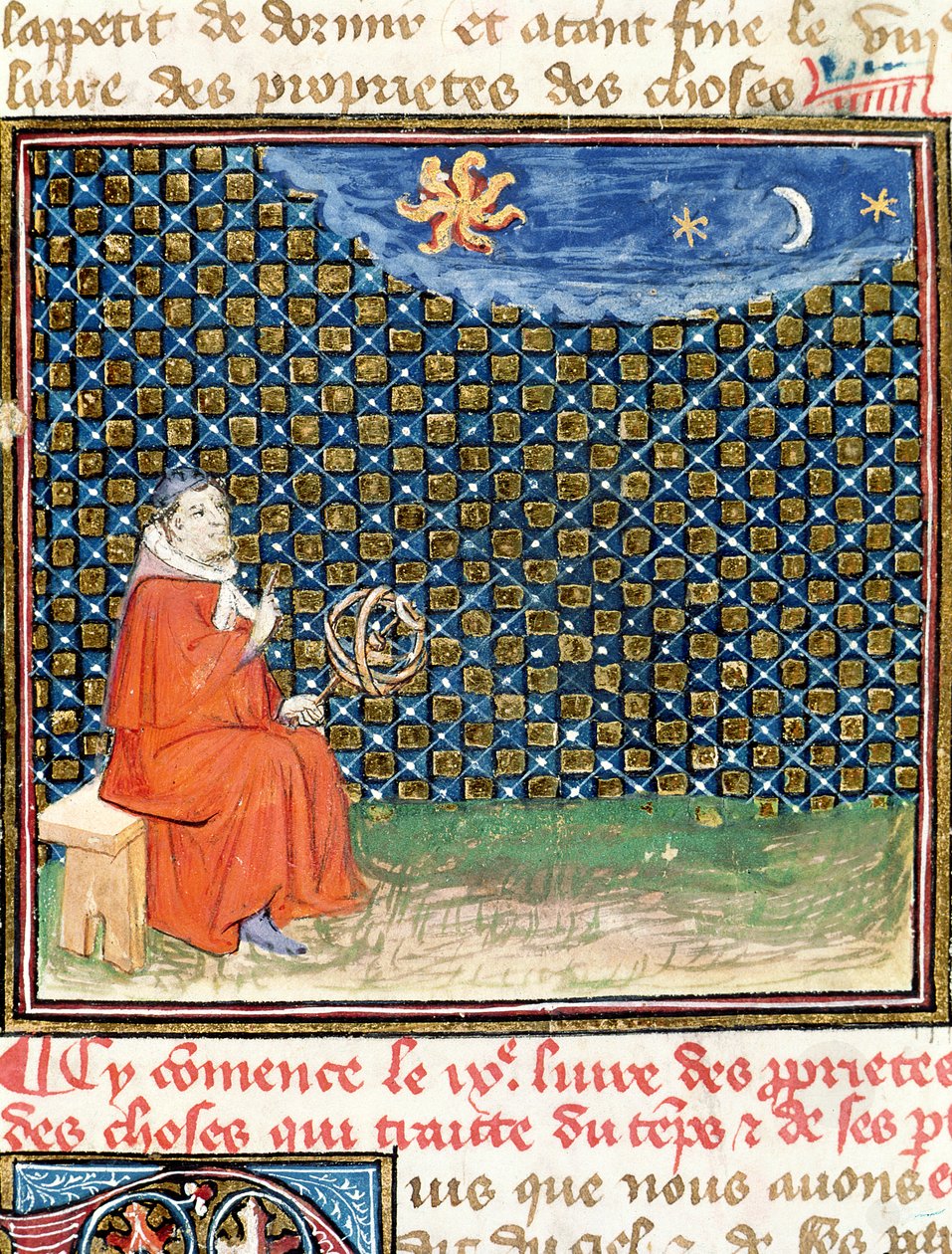 Ms 993 fol。114天空の特性、ジャンコルディション作のLe Livre des Proprietes des Chosesから 作： フランス語学校
