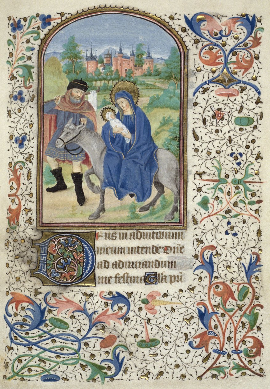 Ms Euing 4 f.55rエジプトへのフライト、グラスゴー時間から、c.1450-60 作： フランス語学校
