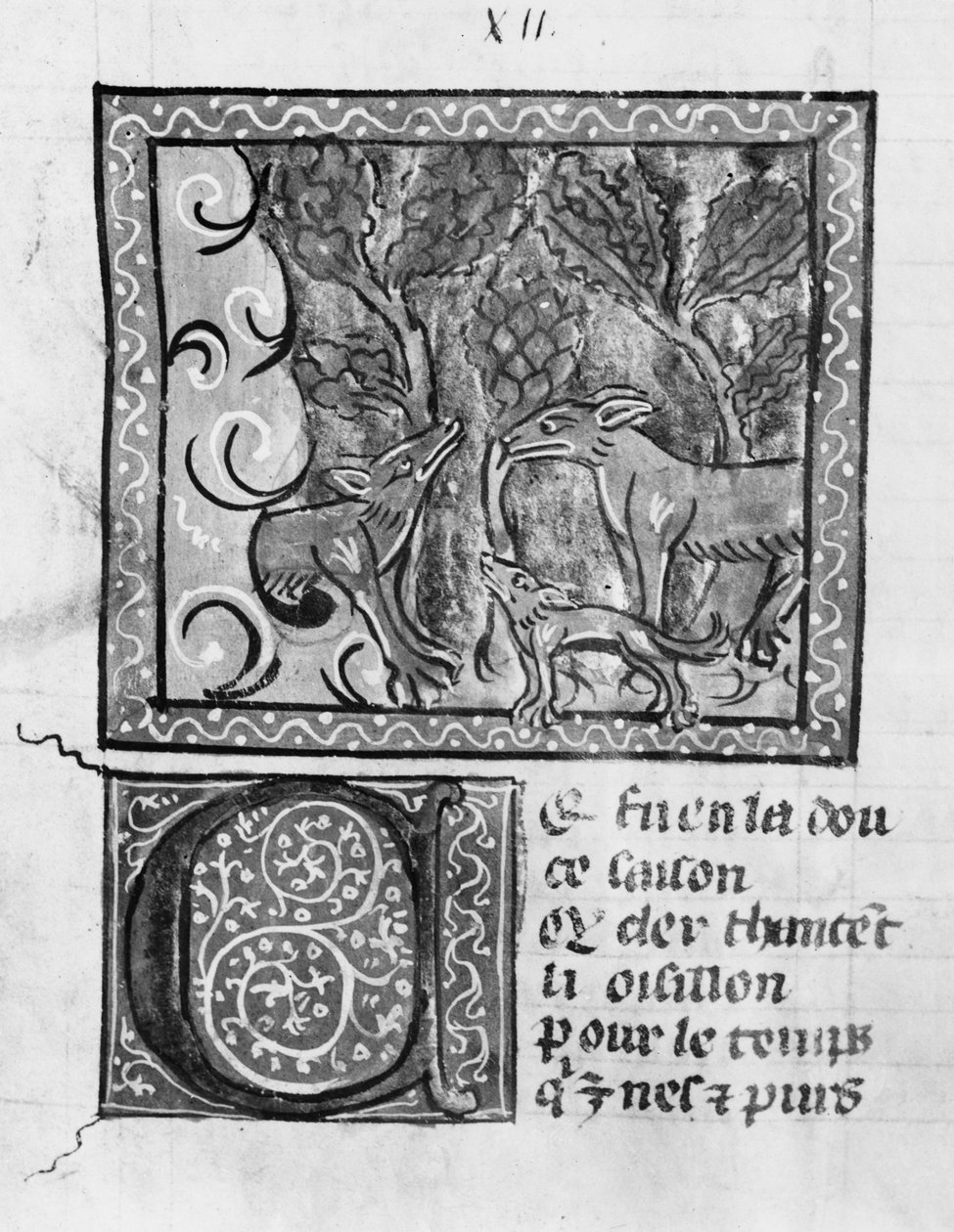 Ms Fr 1580 Le Roman de Renartのキツネ、オオカミ、犬 作： フランス語学校