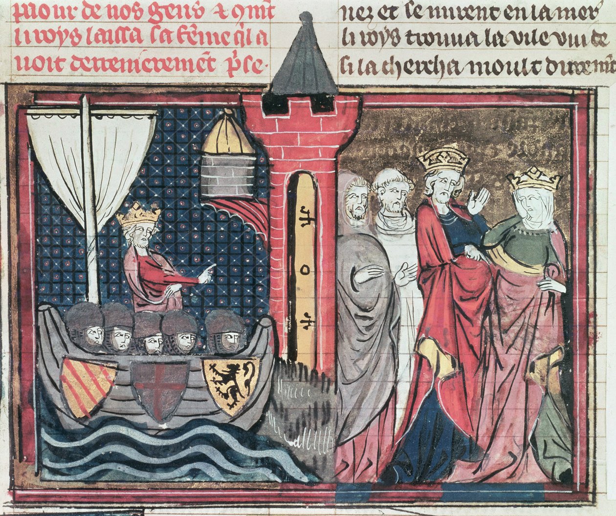 Fr 22495 Fol.101ボールドウィン1世、ヨルダン川を渡り、妻を辞任する。 作： フランス語学校