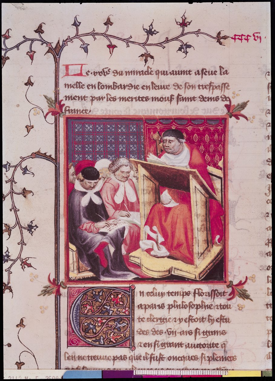 Ms Fr 2608 Fol.295vパリ大学教授、Grandes Chroniques de France、c.1400 作： フランス語学校