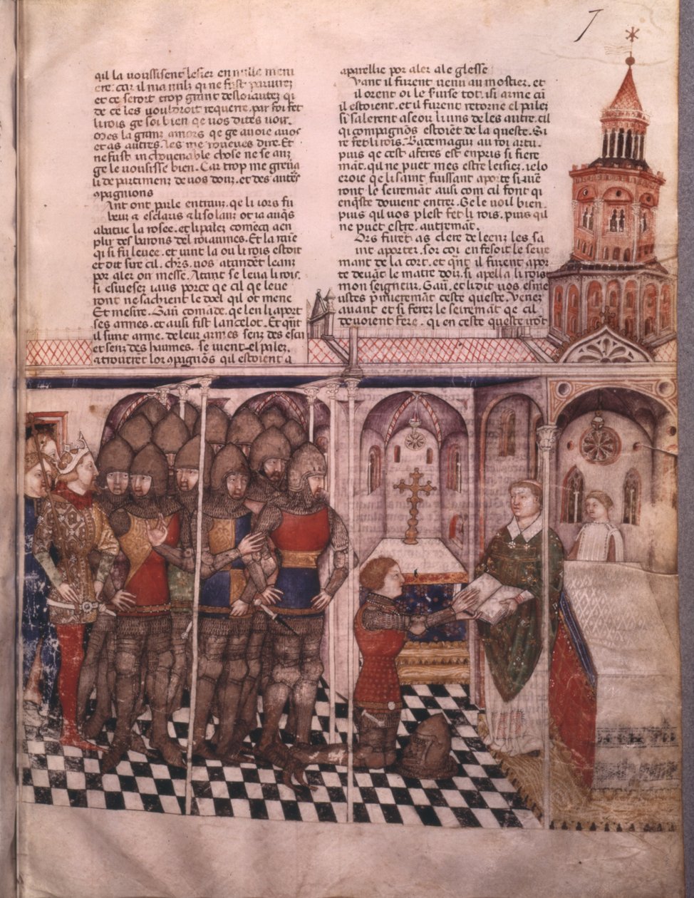Ms Fr 343 fol。 7聖杯とアーサーの死の探求、誓いの騎士 作： フランス語学校