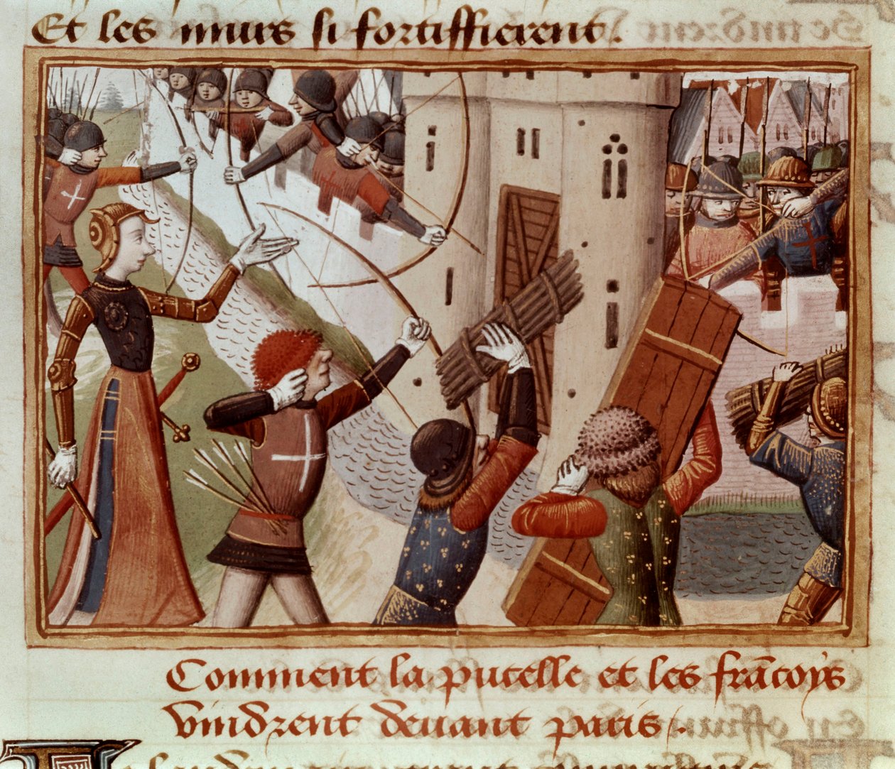 Ms Fr 5054 f.66v 1428年10月のパリの包囲戦、「シャルル7世の警戒」。 作： フランス語学校
