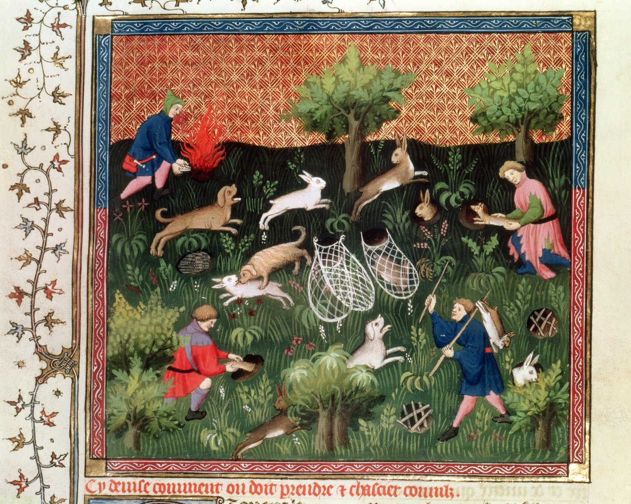 Ms Fr 616 fol.92 15世紀後半のガストンフェブスデフォワ（1331-91）によるリブレデラシャスの狩猟野ウサギ 作： フランス語学校