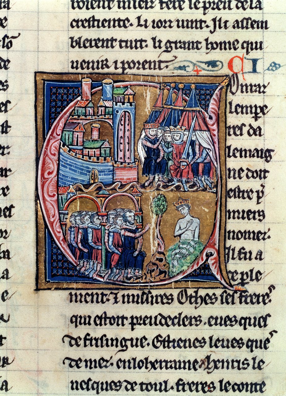 Ms Fr 9081 fol.206コンソラド3世（1137-52）ドイツ皇帝とルイ7世（1120-80）1148年にダマスカスを包囲したフランス国王、 作： フランス語学校