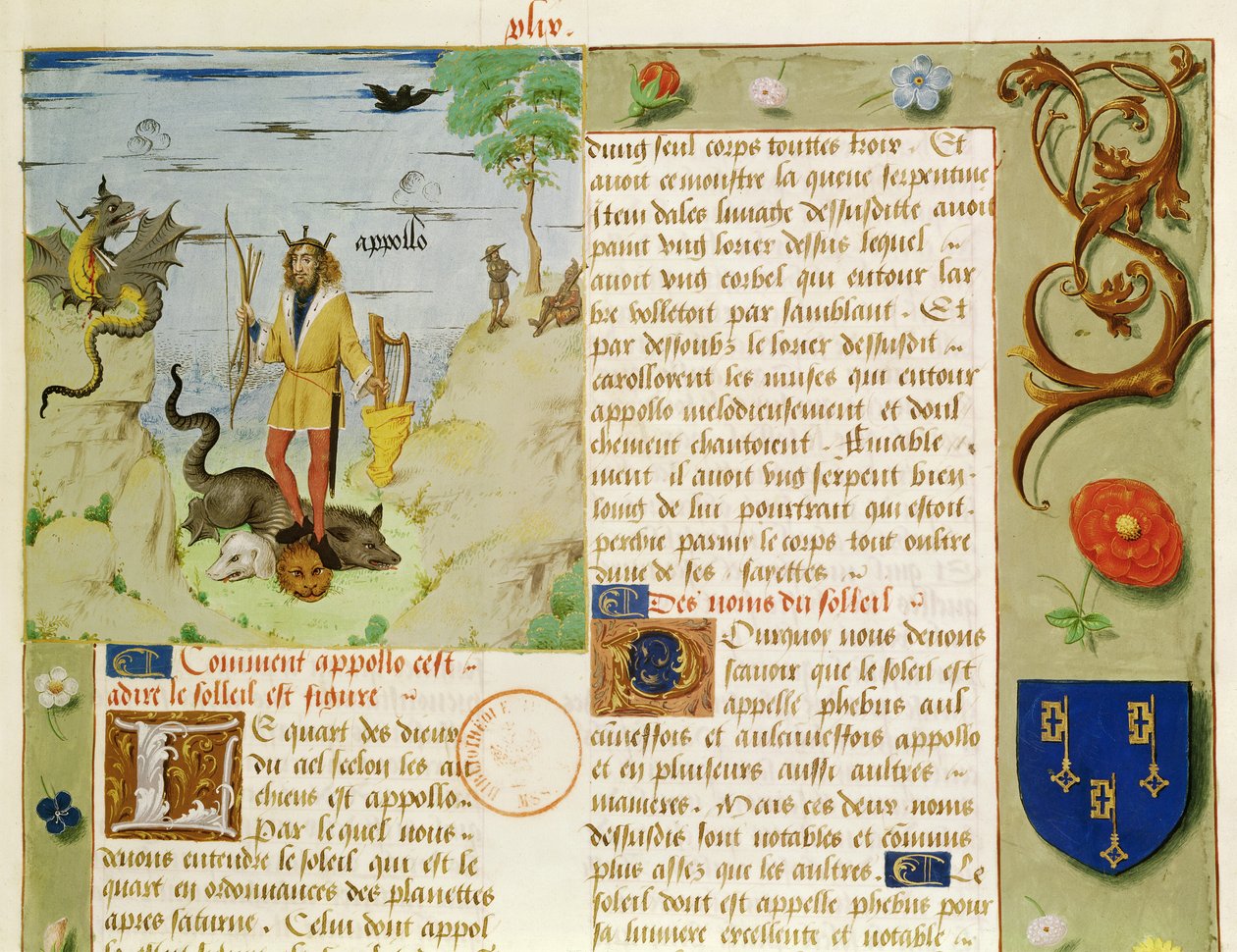 Ms Fr 9197 Fol。49アポロ殺害Python、Livre des Eschecs DAmourから 作： フランス語学校