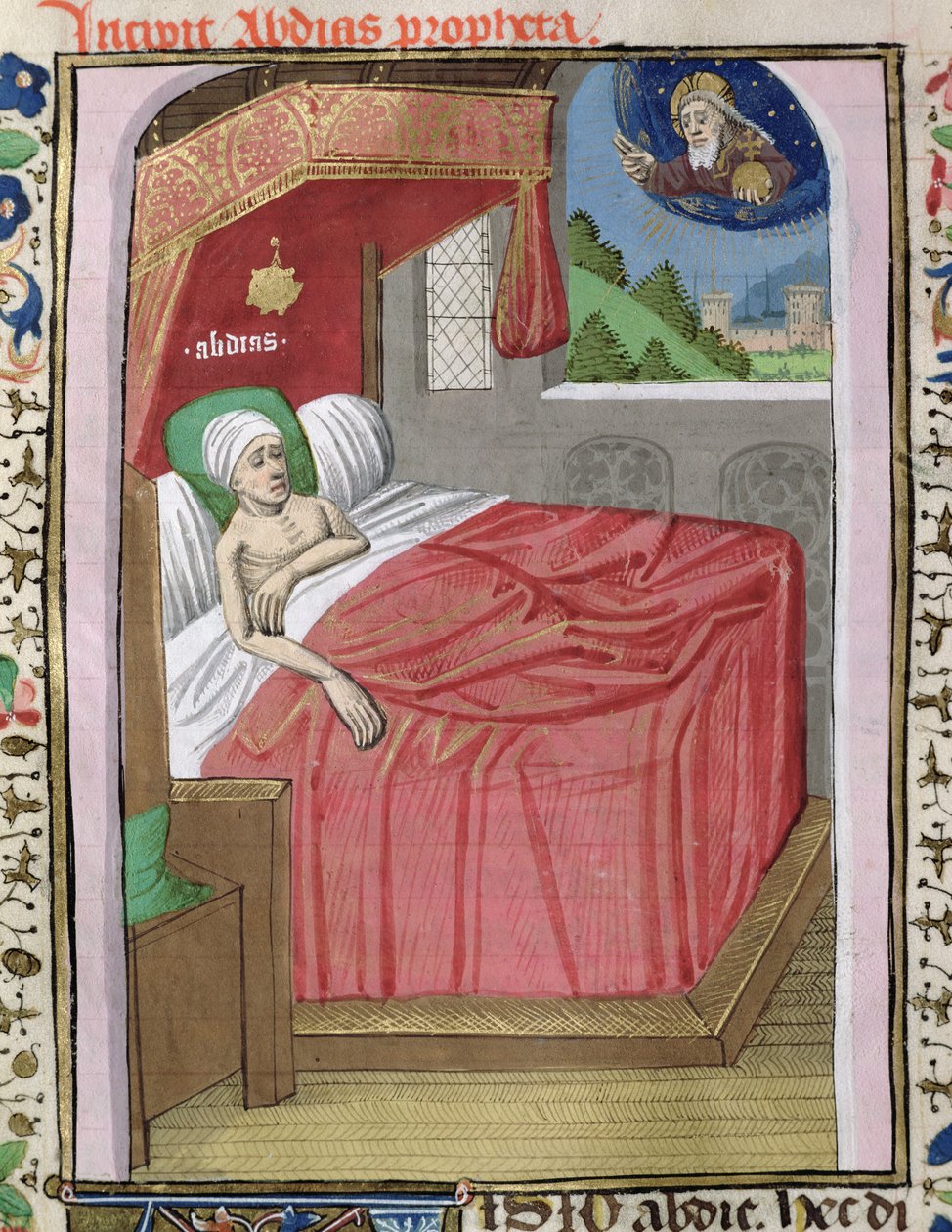 Ms H 7 fol.110vジャンXXIIの聖書からのオバディアのビジョン 作： フランス語学校