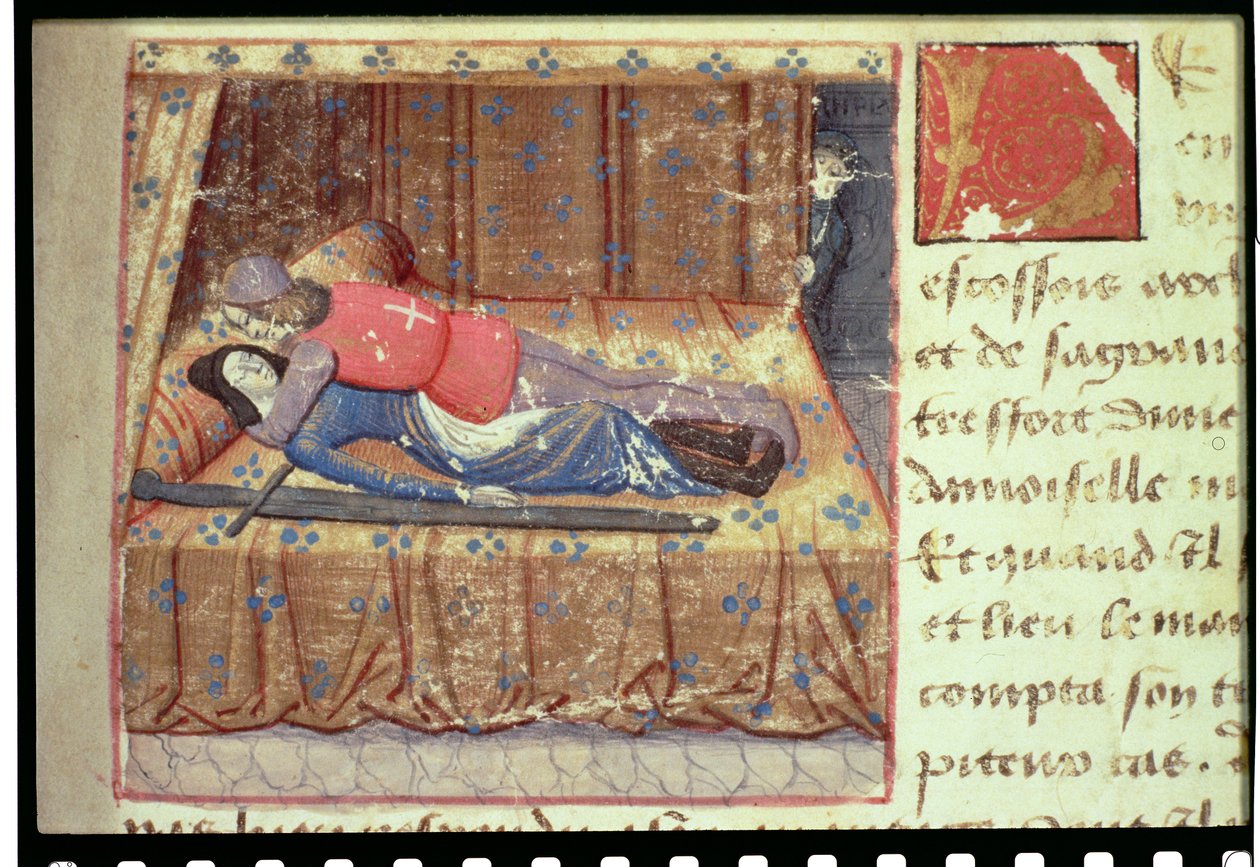 Ms Hunter 252 f.12r ベッドシーン（「Les Cent Nouvelles Nouvelles」より 作： フランス語学校