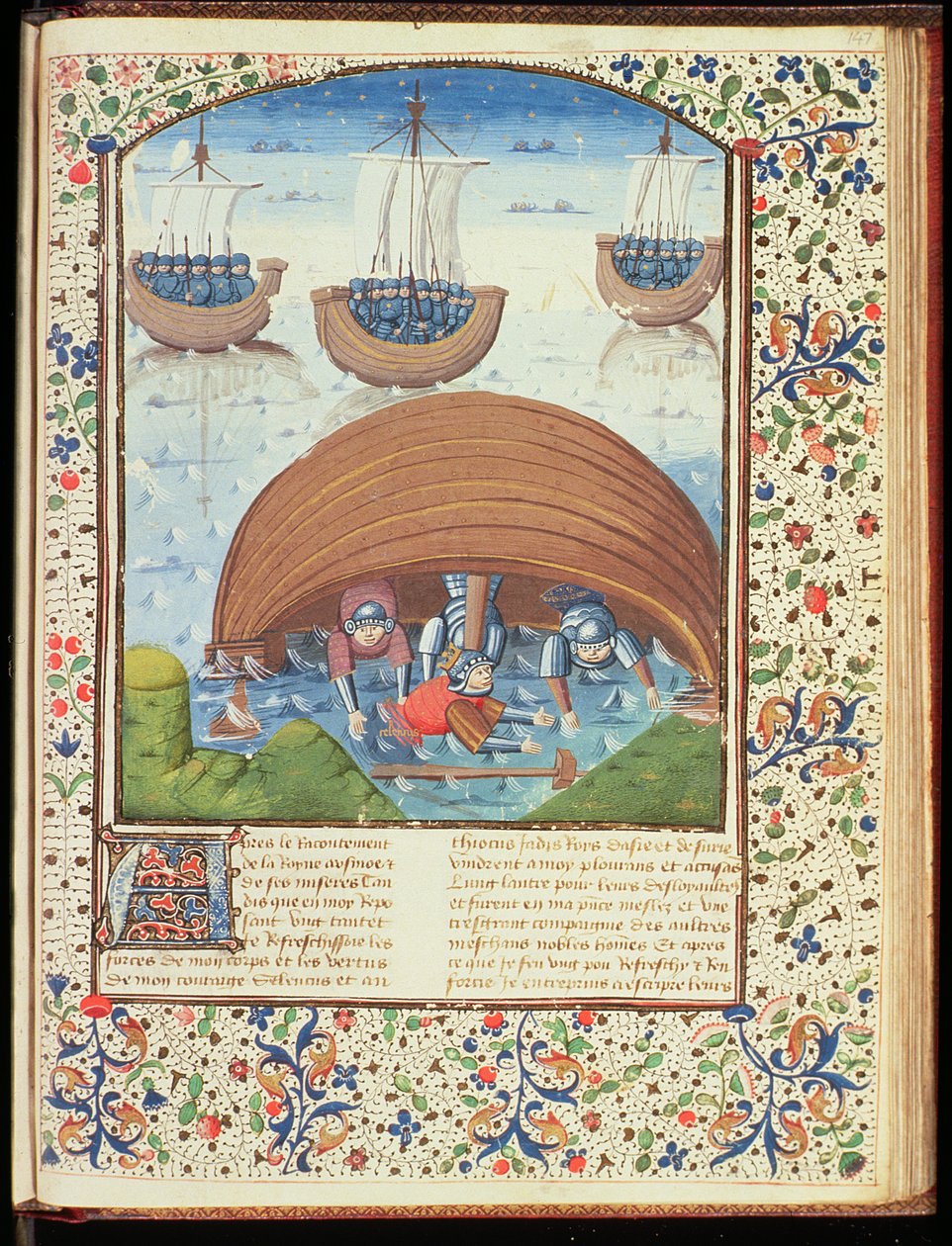 Ms Hunter 371 f.147r運命のセロイカス、プリンスの落下から、ジョバンニボッカチオ（1313-75）1467 作： フランス語学校