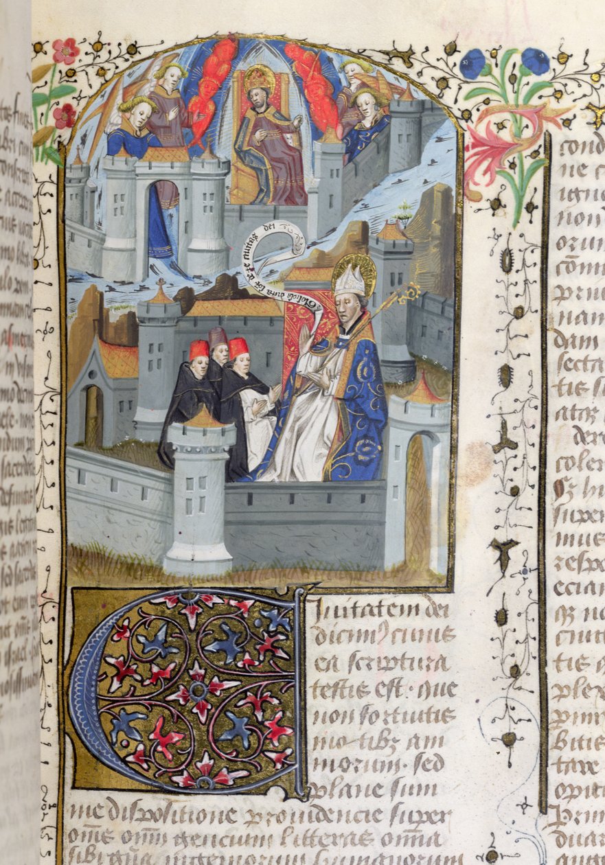 Ms Lat 592 f.127エルサレムとバビロン、セントオーガスティン作のシテドデューから 作： フランス語学校