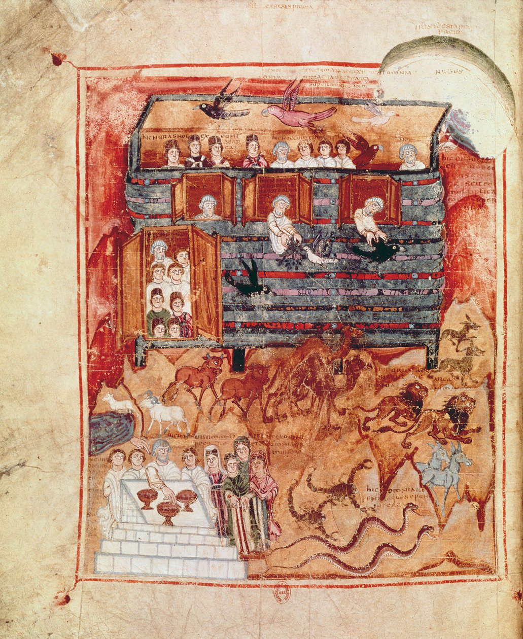 NAL 2334 fol.10v Noahs Ark、De Tours Pentateuch作 作： フランス語学校