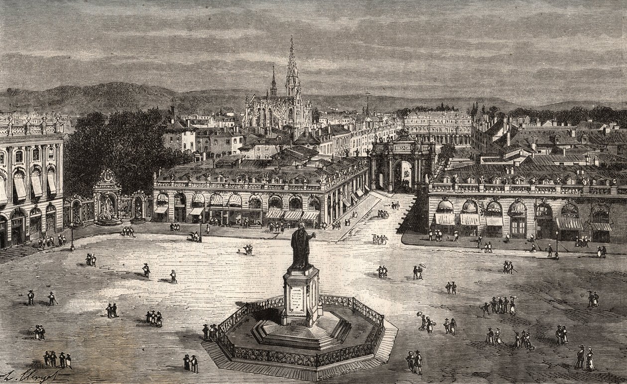 ナンシー - ムルト・エ・モゼル - V.A.マルト・ブラウンの「La France illustree: geographie, histoire, administration statistique」に掲載された彫刻。 作： フランス語学校