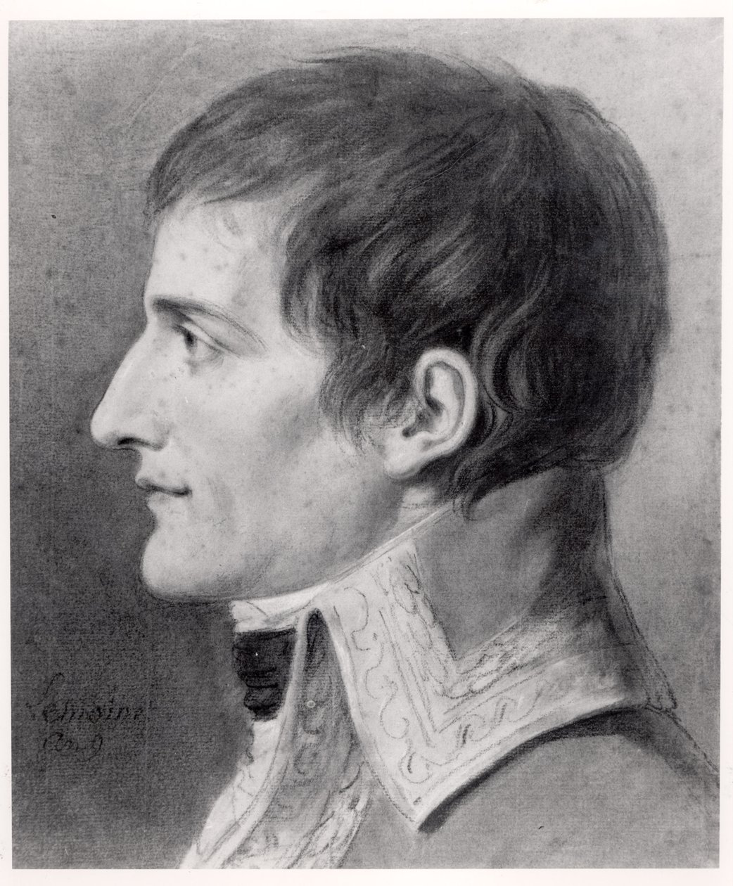 ナポレオンボナパルト（1769-1821）最初の領事（紙に炭） 作： フランス語学校