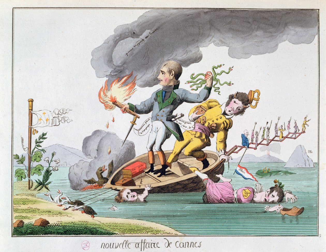 1815年にエルバから帰国したナポレオンボナパルト（1769-1821）がカンヌの近くで下船 作： フランス語学校