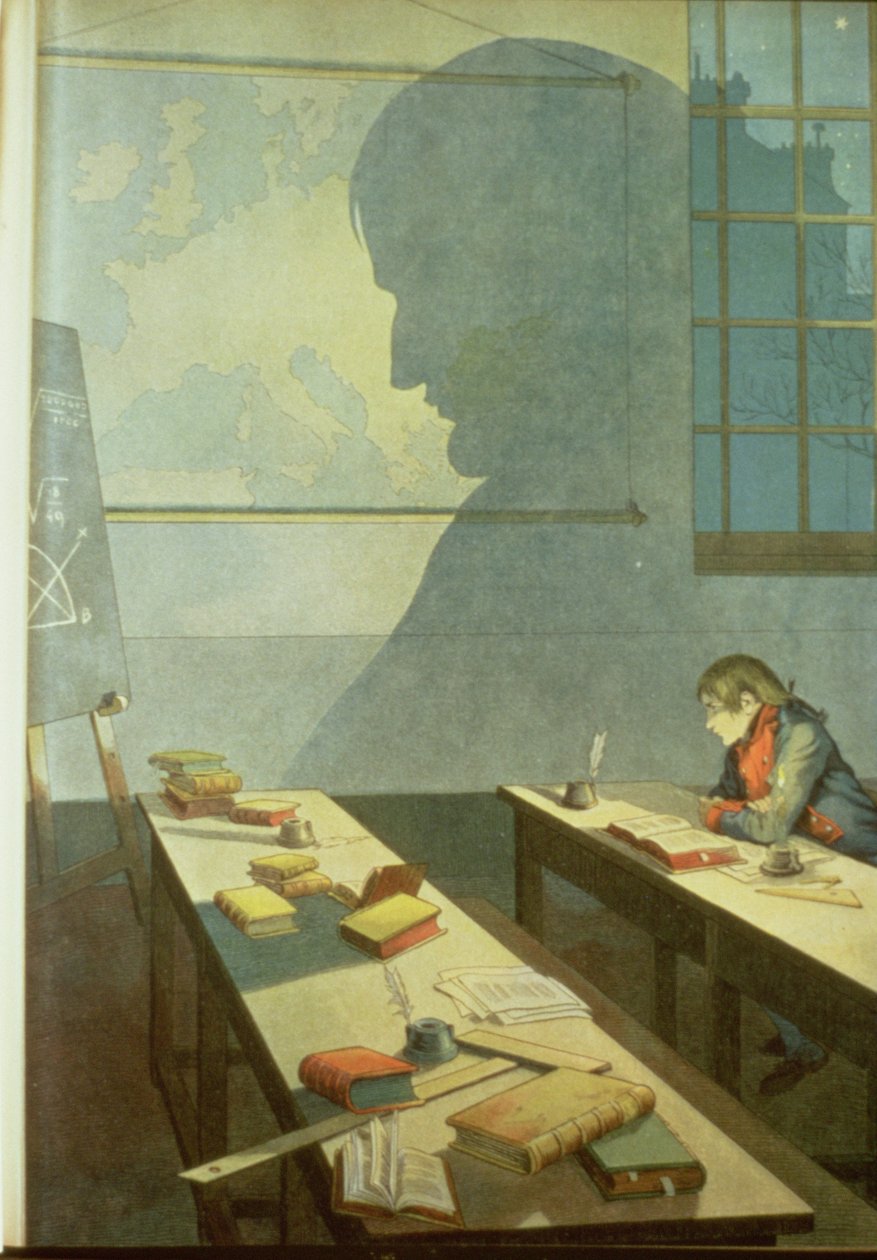 小学生時代のナポレオン、G.モントルグネイユ作「ボナパルト」より（リトグラフ）1910年 作： フランス語学校