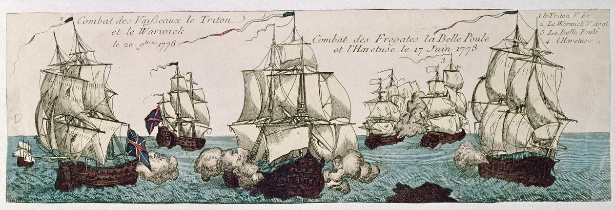 1778年のアメリカ独立戦争中のフランスとイギリスの艦隊間の海軍の関与 作： フランス語学校