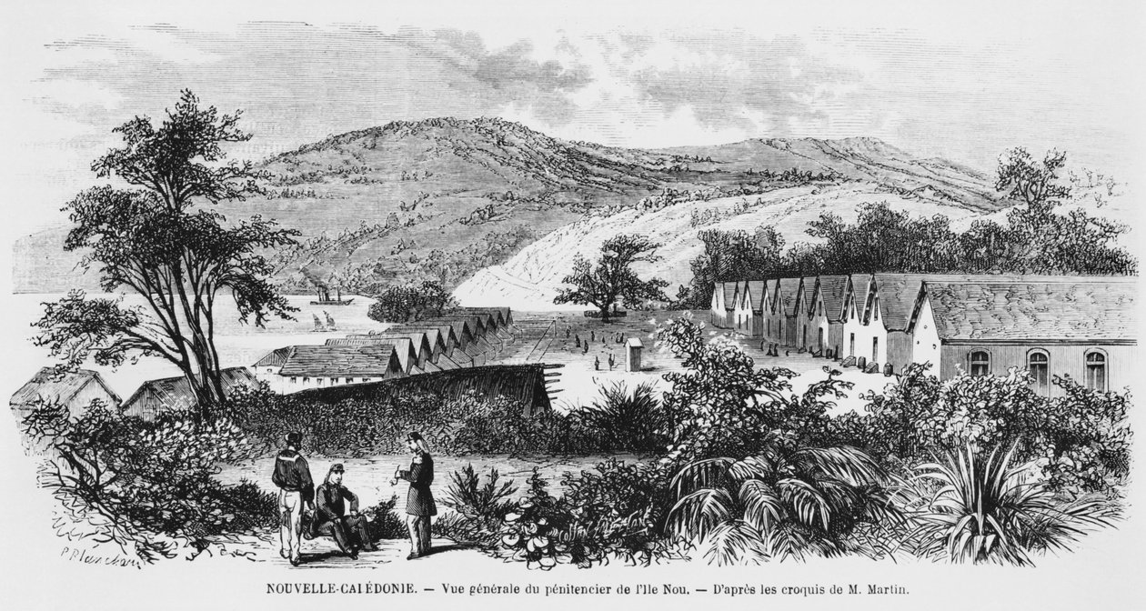 ニューカレドニア、ノウ島、刑務所、1871-80年頃 作： フランス語学校