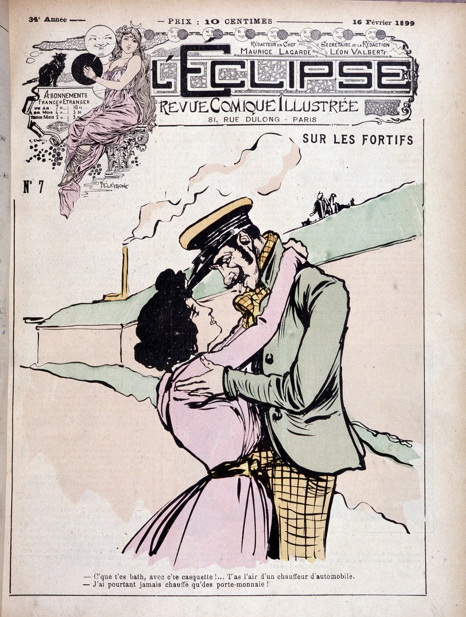 砦の上で：悪ガキ（チンピラ）とその彼女 - Couv.1899年2月16日の "The Eclipse"。 作： フランス語学校