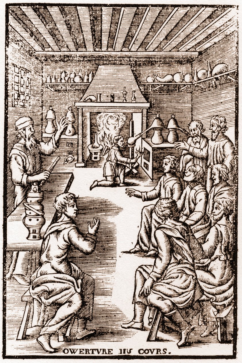 転移化学講座の開講 - Annibal Barletの『LE VRAY ET METHOD COURSES DE PHYSICS RESOLUTIVE』に掲載された1653年の刻印 作： フランス語学校