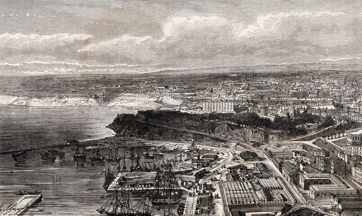 オラン - アルジェリア - V.A.マルト・ブラウンの「La France illustree: Geography, history, statistical administration」に掲載された彫刻。1884 作： フランス語学校