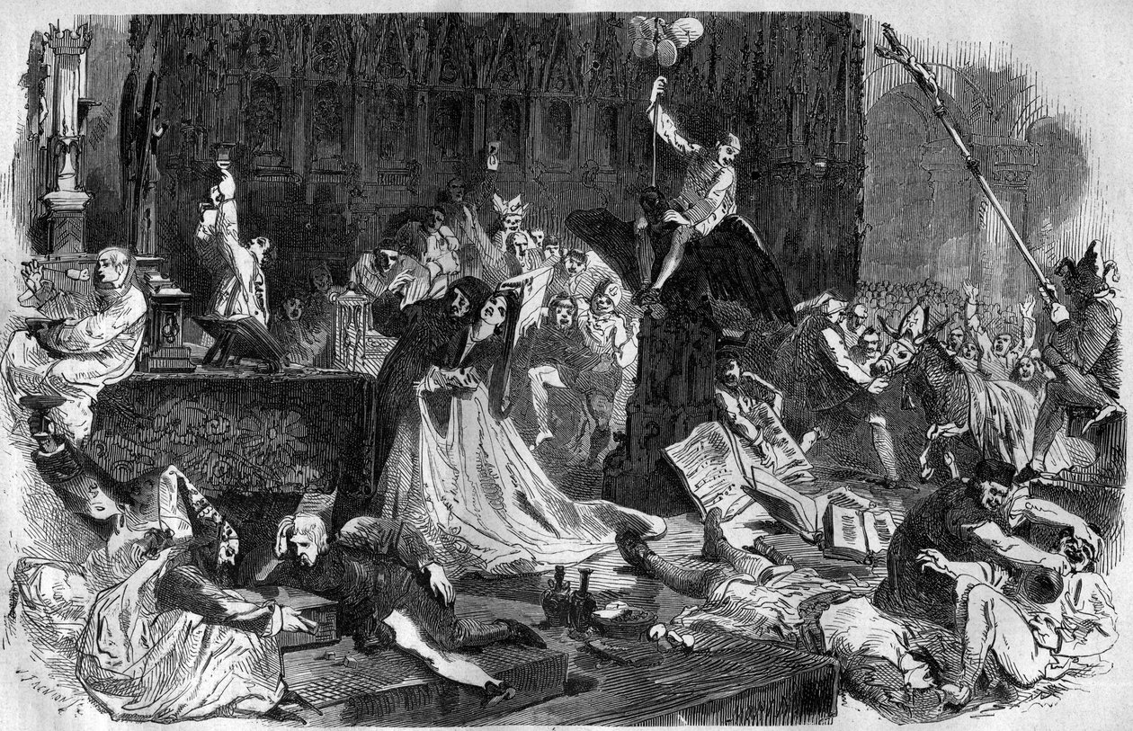 Orvieto Burlesque Fest zu Ehren des Allerheiligsten Altarsakraments. Nach den Worten zweier Nonnen Julienne de Mont-Cornillon und Eve, genannt die Einsiedlerin von Lüttich, hatte Papst Urban IV. (Jacques Pantaleon (1195-1264) dieses Fest kurz vor seinem To von French School