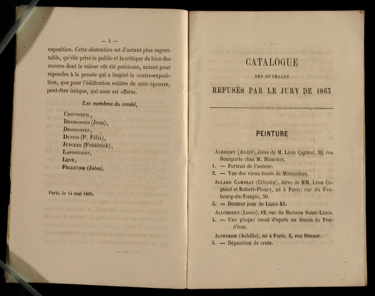 絵画の章、サロンデリフューズ、1863年 作： フランス語学校