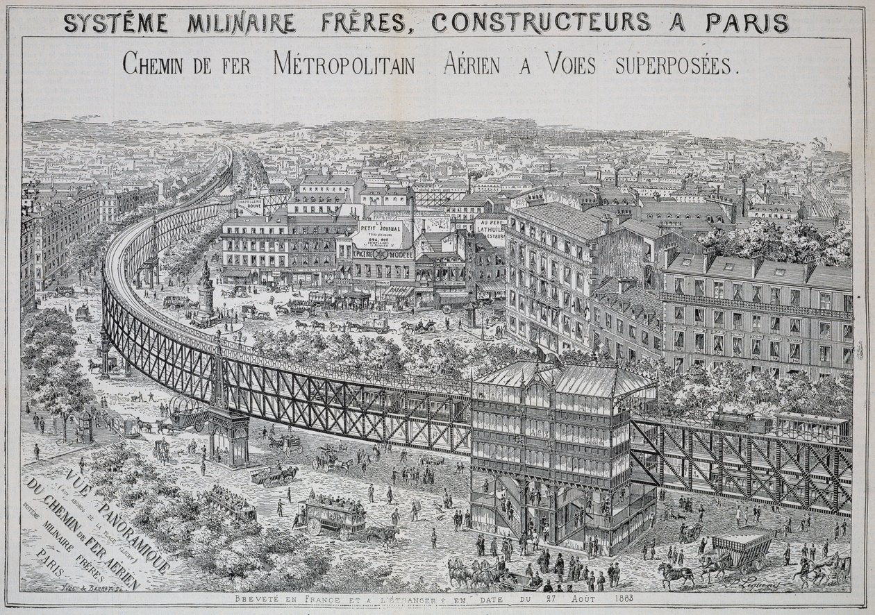 1885年5月、ルメトロポリタンからのイラスト、パリの地下鉄の全景 作： フランス語学校