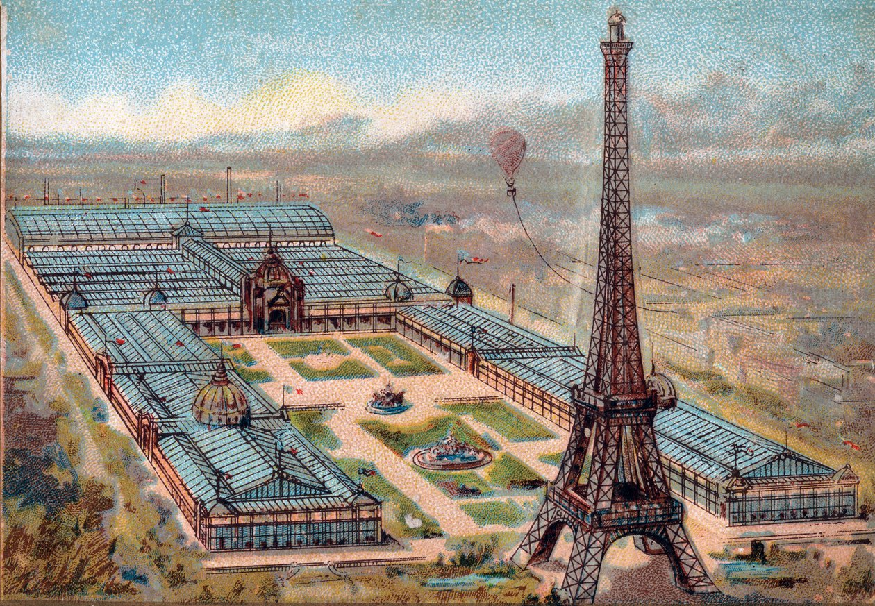 パリ。 1889年の万国博覧会：エッフェル塔。 作： フランス語学校
