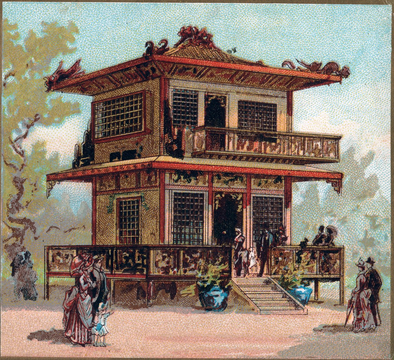 パリ。 1889年の万国博覧会：日本館。 作： フランス語学校