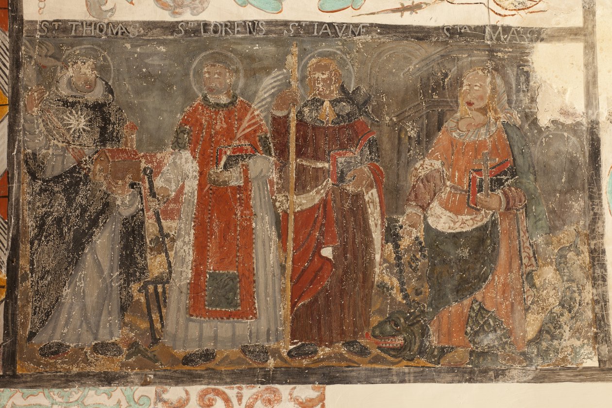 教区教会（Església de la Mare de Déu de Solers）。内部。身廊。壁画。詳細。16世紀（？） 作： フランス語学校